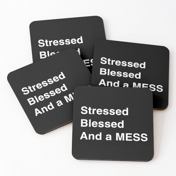 Item preview, Stressed Blessed and a Mess – Funny Relatable Quote Design designed and sold by Space Unicorn Designs.