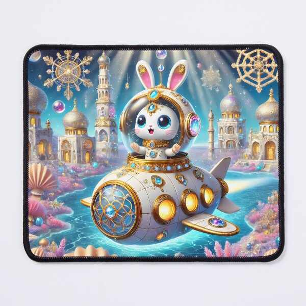 Item preview, A cute cyborg rabbit aboard a futuristic Nautilus 003L1P224TH7 designed and sold by OsirizyahDesign.