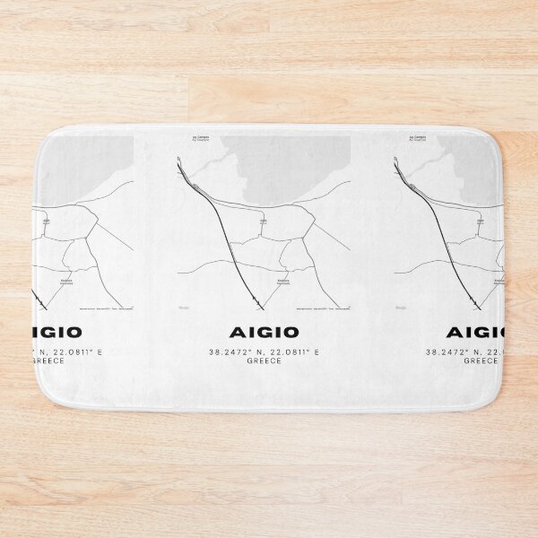 Item preview, Minimalist Black & White Aigio, Greece City Map designed and sold by RM-Journey.