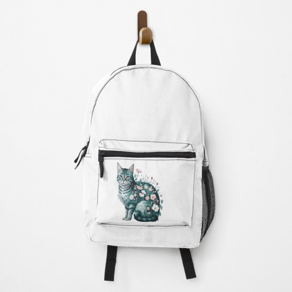 Item preview, Green Cat with Blooming Flowers – Nature-Inspired Art for Pet Lovers designed and sold by Petpixy.