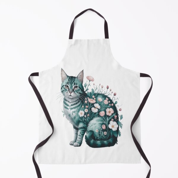 Item preview, Green Cat with Blooming Flowers – Nature-Inspired Art for Pet Lovers designed and sold by Petpixy.
