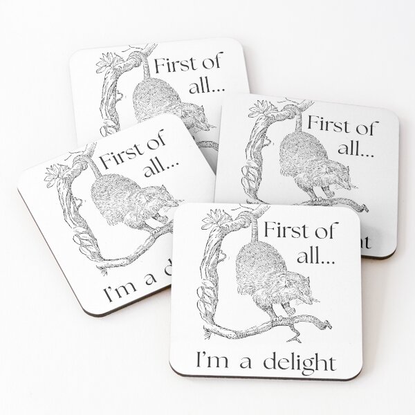 Item preview, Lispe Possum First of All ... I'm a Delight Funny Sarcastic Vintage Illustration Opossum designed and sold by Lispe-Designs.