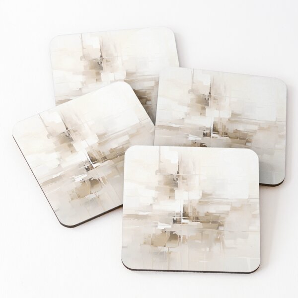 Item preview, Neutral Abstract Art Print, Modern Art, Beige and White Brushstrokes Art by Synplus designed and sold by synplus.