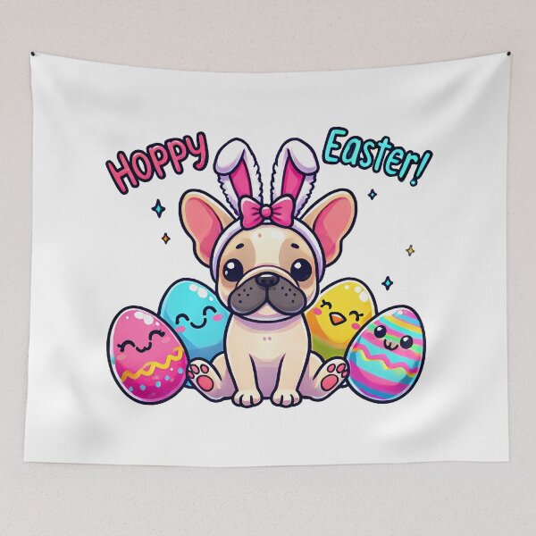 Artikelvorschau, Hoppy Easter Frenchie – Süßes Bulldoggen-Häschen-Design entworfen und verkauft von MiniindY Pop.