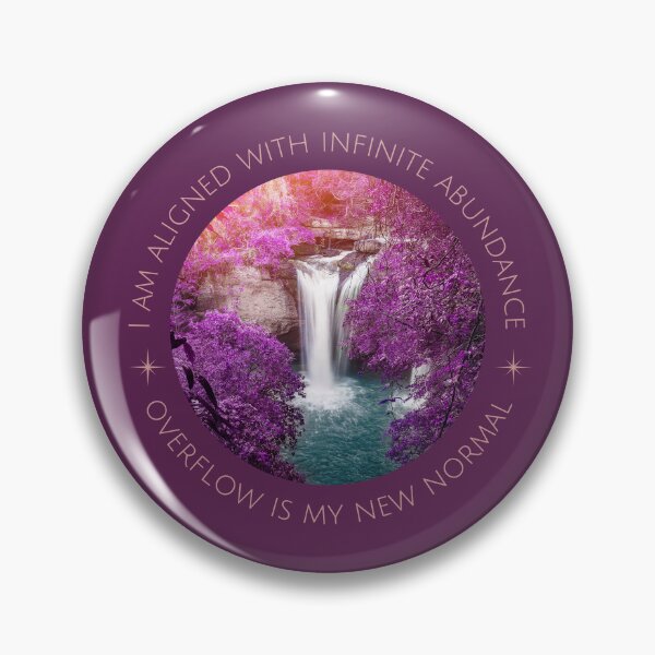 Item preview, I Am Aligned with Infinite Abundance | Waterfall & Purple Flower Overflow Affirmation Art designed and sold by LUV963.