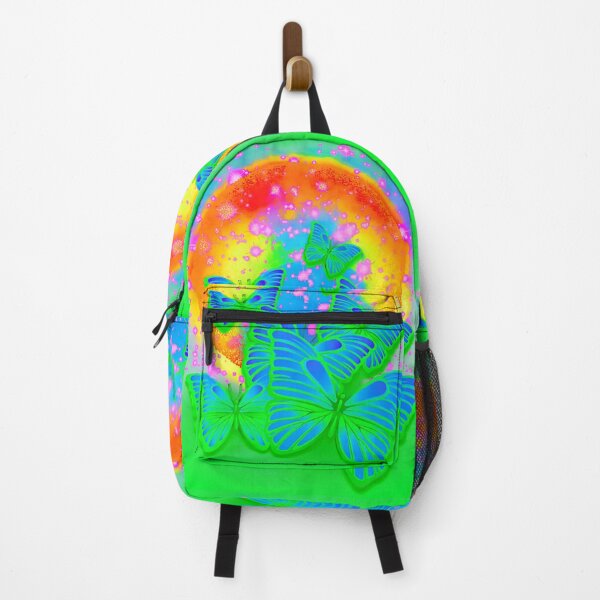 Item preview, Neon Blue and Green Butterflies on Trippy Cosmic Abstraction designed and sold by DreamsArtwear.
