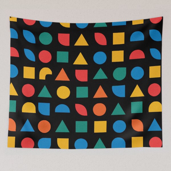 Item preview, Bold colorful shapes with black background, contemporary, fun designed and sold by karinasalwaszka.