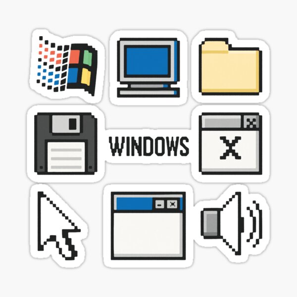 Vista previa del artículo con la obra «Conjunto de iconos clásicos de píxeles de Windows», diseñado y vendido por zzz888.