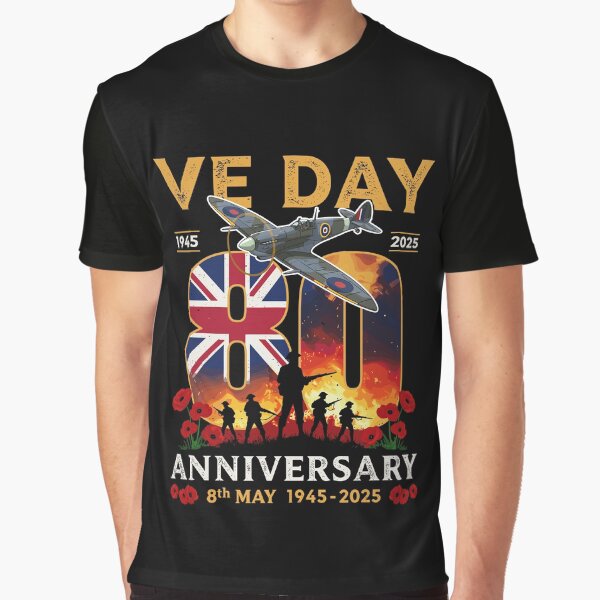 Vista previa del artículo con la obra «Bandera del Día de la Victoria en Europa de 2025 80.º aniversario 2025 80.º aniversario del Día de la Victoria en Europa», diseñado y vendido por varioarts.