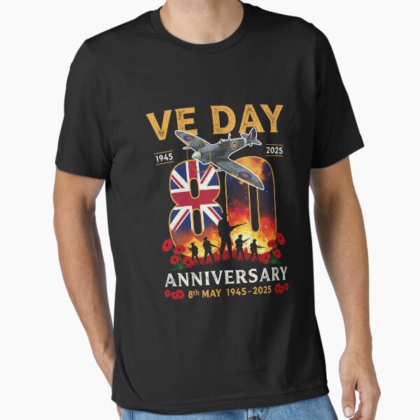 Vista previa del artículo con la obra «Bandera del Día de la Victoria en Europa de 2025 80.º aniversario 2025 80.º aniversario del Día de la Victoria en Europa», diseñado y vendido por varioarts.