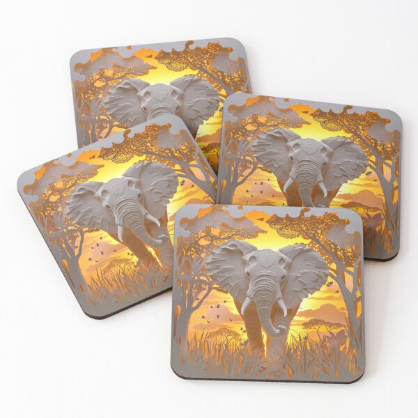 Item preview, African Elephant Walking Through Savannah at Sunset designed and sold by VividDreamsArt.