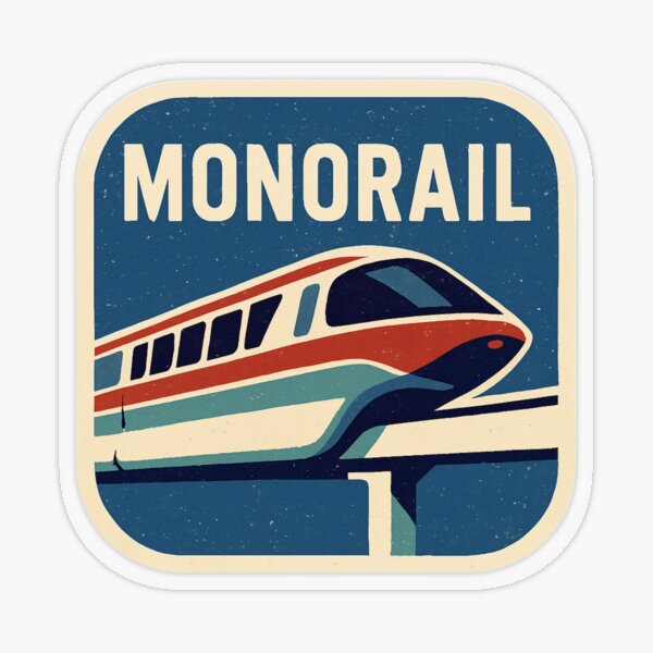 Item preview, Monorail Retro Transit Badge designed and sold by Retro Kingdom Boutique.