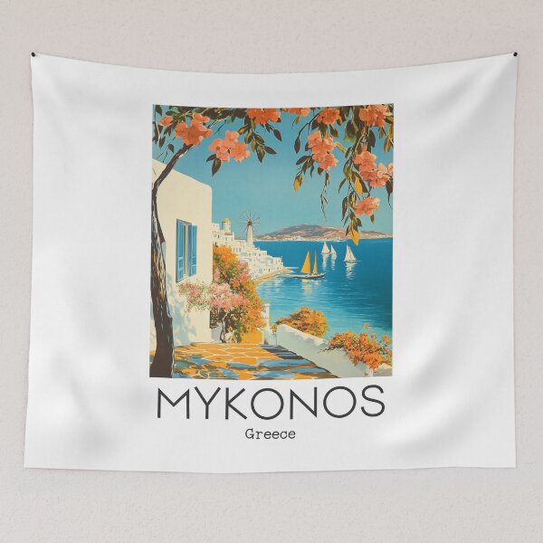 Artikelvorschau, Eine Vintage Illustration von Mykonos - Griechenland entworfen und verkauft von GoodOldVintage.