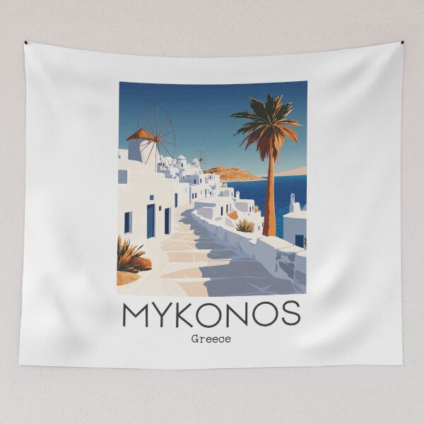 Artikelvorschau, Eine Vintage Illustration von Mykonos - Griechenland entworfen und verkauft von GoodOldVintage.