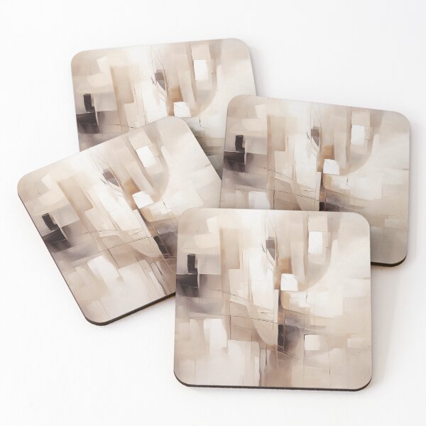 Item preview, Neutral Abstract Art Print, Modern Art, Brown, Beige and White Brushstrokes Art by Synplus designed and sold by synplus.