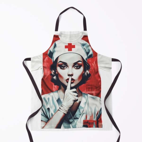 Artikelvorschau, Quiet Authority – Retro Nurse Silence Gesture Vector Art entworfen und verkauft von VividDreamsArt.