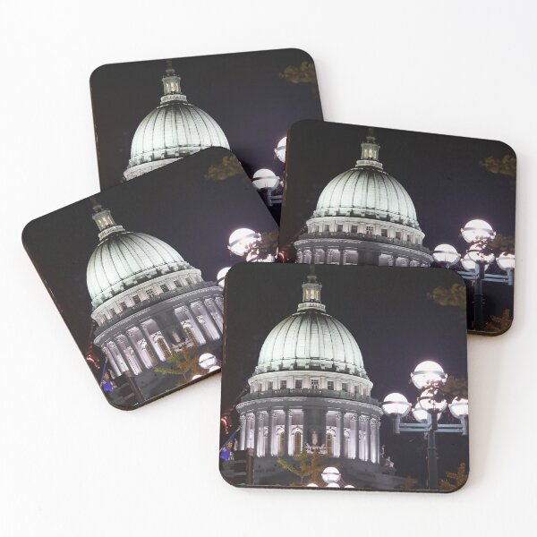 Item preview, Wisconsin State Capitol building in black background designed and sold by Maryna Gumenyuk.