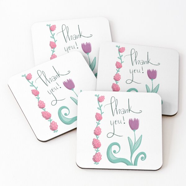 Item preview, Thank You Note Purple Tulip Pink Berries  designed and sold by HydrangeaDelMar.