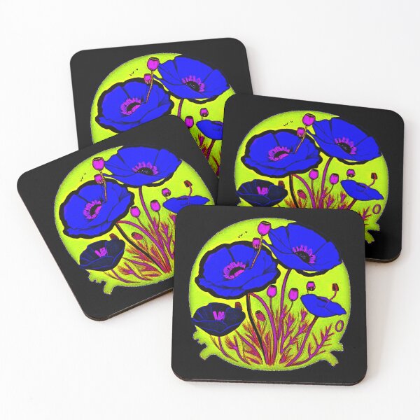 Item preview, Blue and Purple Poppy Flower Art Print - no edge sticker designed and sold by Earth Nature Creations.