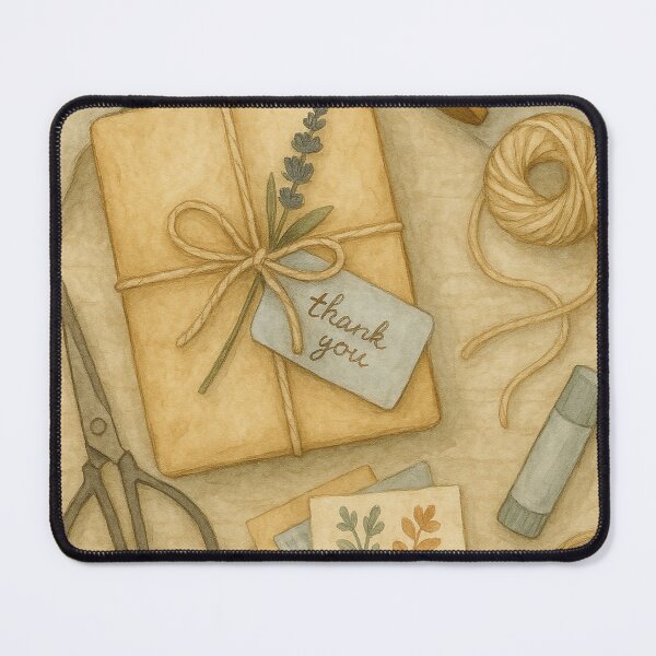 Artikelvorschau, Gemütliche Geschenkverpackung Flat Lay mit Lavendel und Dankesanhänger entworfen und verkauft von Lacritsa .