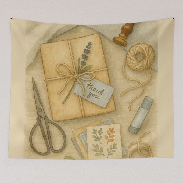 Item preview, Cozy Gift Wrapping Flat Lay with Lavender and Thank You Tag designed and sold by Lacritsa .