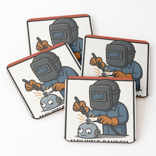 Item preview, Warning Sticker with Cartoon Welder & Robot Head designed and sold by Ruletattoo.