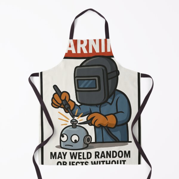 Item preview, Warning Sticker with Cartoon Welder & Robot Head designed and sold by Ruletattoo.