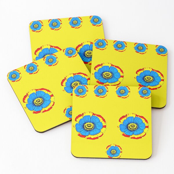 Item preview, 7 set Flower Art Stickers - OR Yellow Art Pattern designed and sold by Earth Nature Creations.