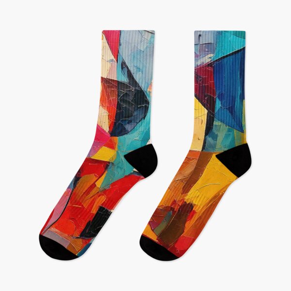 Artikelvorschau, Farbenfrohes abstraktes Gemälde mit geometrischen Formen – Dicke Strukturfarbe – Moderner Kunstdruck entworfen und verkauft von CattlettArt.