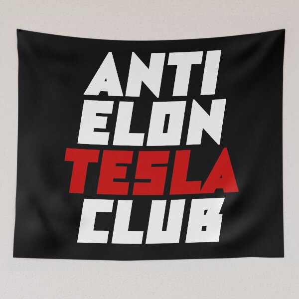 Item preview, anti elon tesla club, tesla font style white designed and sold by BrightNook.