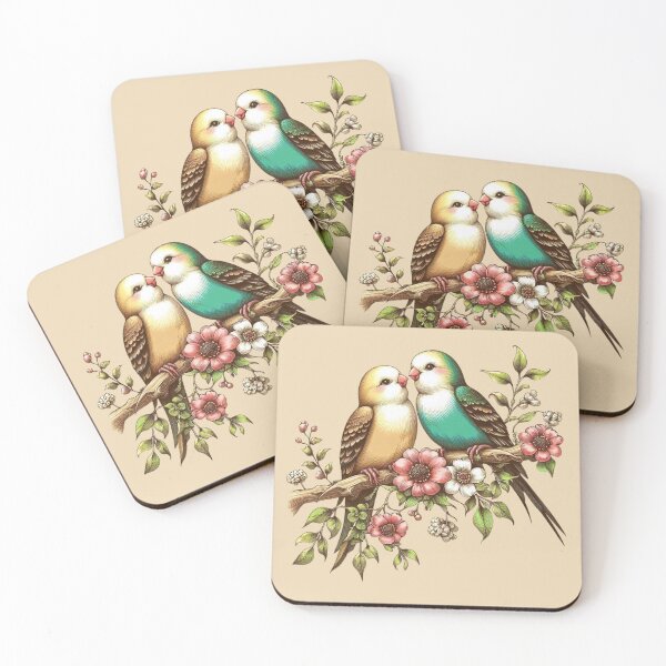 Item preview, Lovebirds Perched on a Branch designed and sold by Myra365Art.