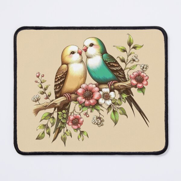 Item preview, Lovebirds Perched on a Branch designed and sold by Myra365Art.