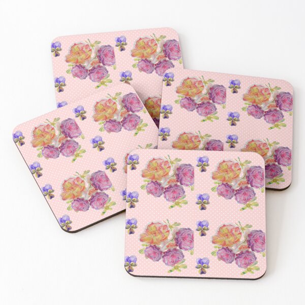 Artikelvorschau, Rose Aquarell Pastell Rosa Spot Chintz Cottage Core Retro Vintage entworfen und verkauft von Sarah  Rajkotwala.