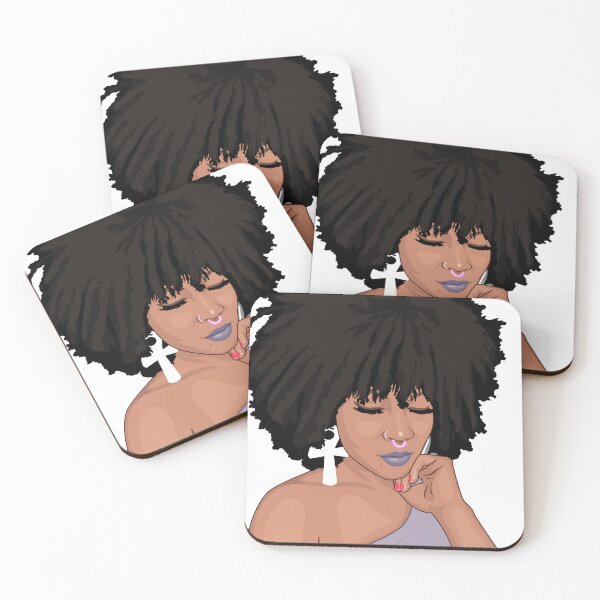 Aperçu de l'œuvre Beauté afrocentrique avec boucle d'oreille Ankh Portrait La paix intérieure est la vraie beauté (fond blanc) créée et vendue par K3DreamKreations .
