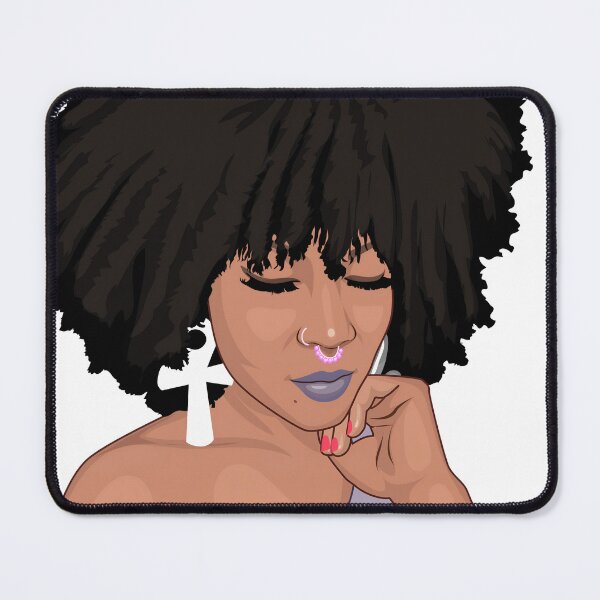 Item preview, Afrocentric Beauty with Ankh Earring Portrait Inner Peace Is Real Beauty (White Background) designed and sold by K3DreamKreations .