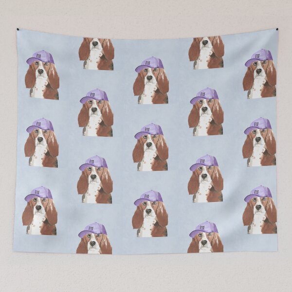 Item preview, Cool Basset Hound in Purple Hat – Fun Watercolor Dog Art for Kids designed and sold by The KiwiNberries.