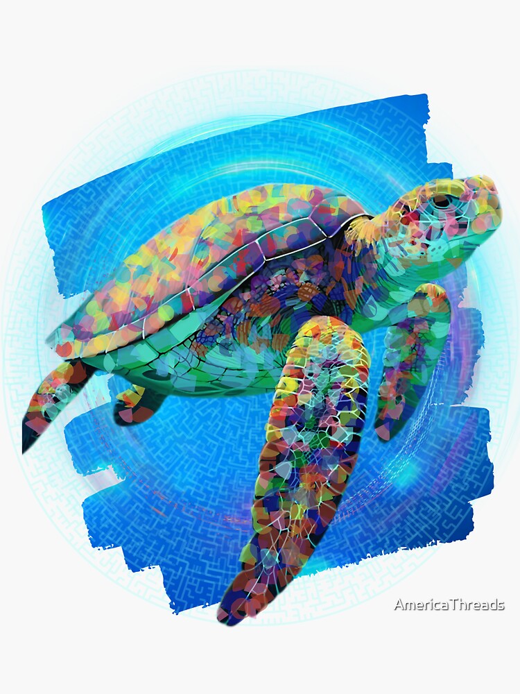 Thumbnail 3 of 3, Sticker, Secrets of the Sea Turtle designed and sold by AmericaThreads.