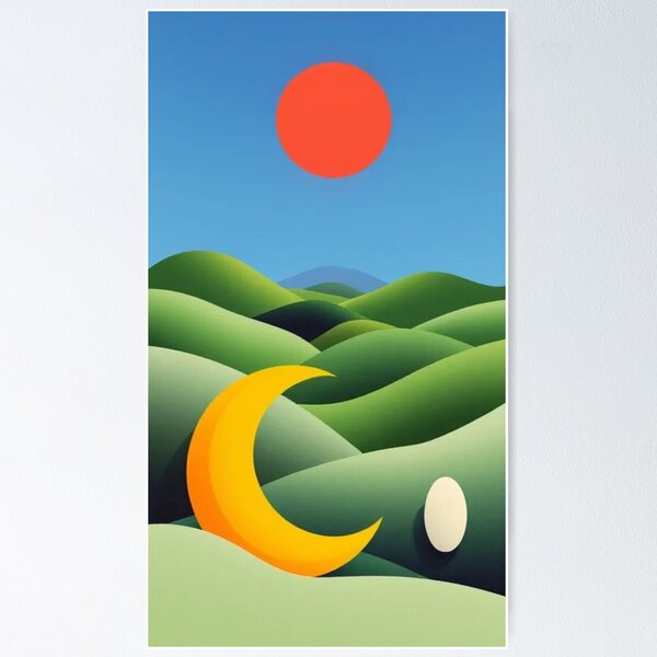 Item preview, Surreal Sunset Over Dreamy Hills - Minimal Art designed and sold by Ctrl+P Studio.
