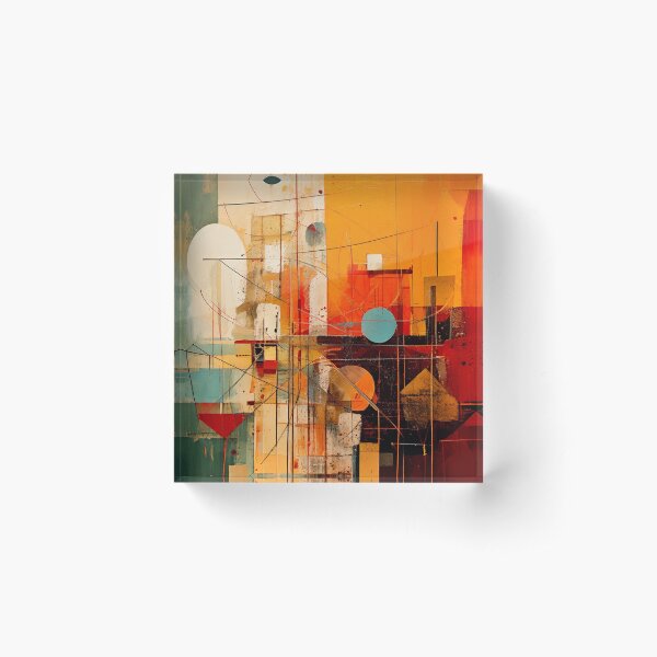 Item preview, Vintage Abstract Painting – Warm Earth Tones & Geometric Shapes – Thick Paint Modern Art designed and sold by CattlettArt.