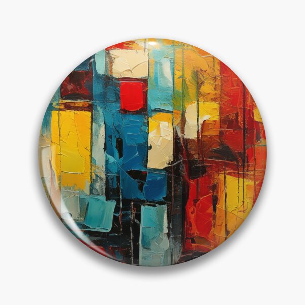 Item preview, Colorful Vintage Abstract Painting – Geometric Shapes & Thick Textured Paint – Retro Modern Art designed and sold by CattlettArt.