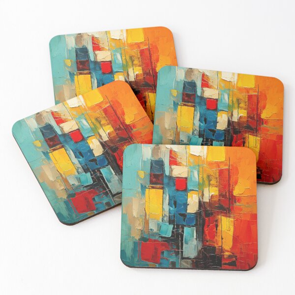 Item preview, Colorful Vintage Abstract Painting – Geometric Shapes & Thick Textured Paint – Retro Modern Art designed and sold by CattlettArt.