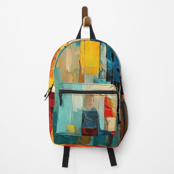 Item preview, Colorful Vintage Abstract Painting – Geometric Shapes & Thick Textured Paint – Retro Modern Art designed and sold by CattlettArt.
