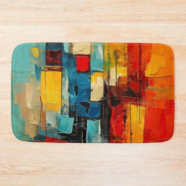Item preview, Colorful Vintage Abstract Painting – Geometric Shapes & Thick Textured Paint – Retro Modern Art designed and sold by CattlettArt.