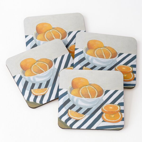 Item preview, Oranges on blue striped cloth designed and sold by Daniella  D’Cruz.
