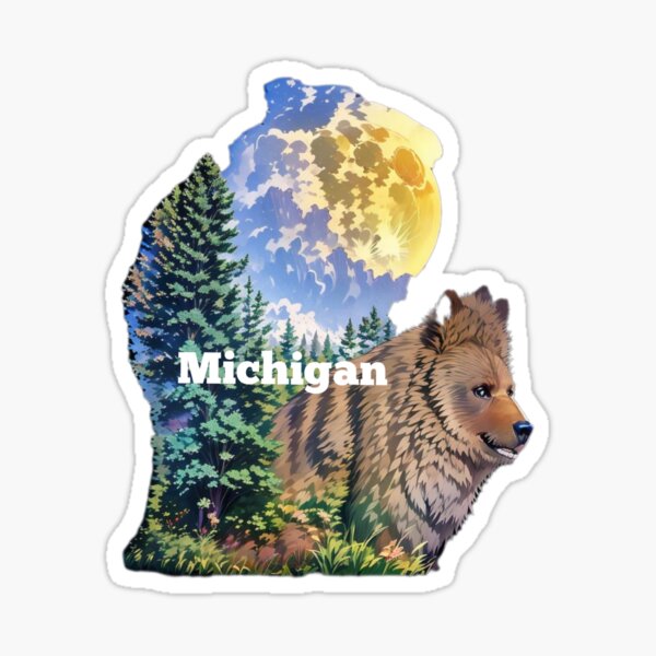 Michigan Bear in the forest Sticker