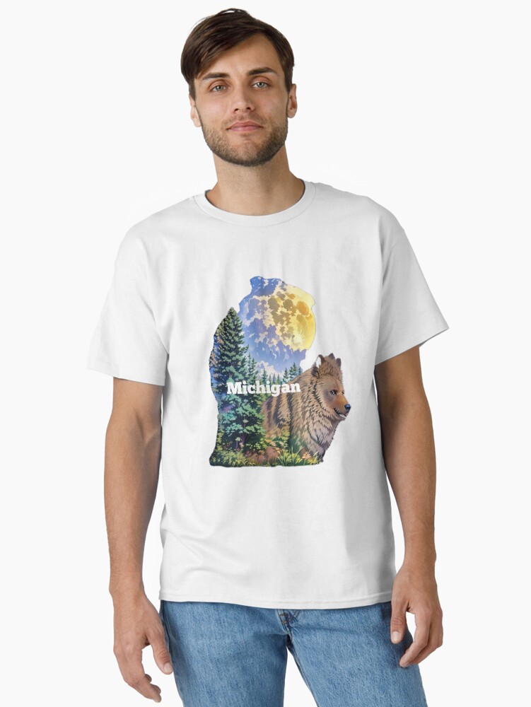 Thumbnail 1 of 7, Classic T-Shirt, Michigan Bear in the forest designed and sold by Ladyinthemitten.
