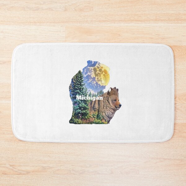 Item preview, Michigan Bear in the forest designed and sold by ladyinthemitten.