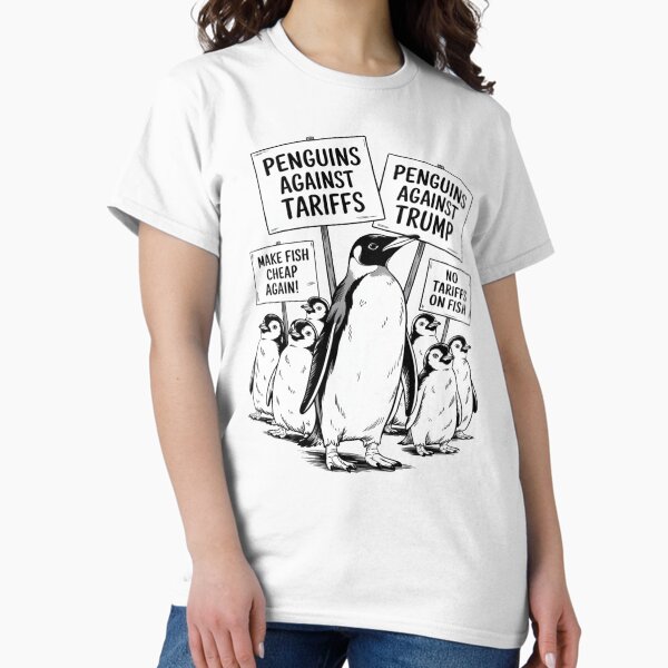 Item preview, Penguins Against Tariffs – No Tariffs, Make Fish Cheap Again Funny Political Animal Protest designed and sold by tcvnguyen.