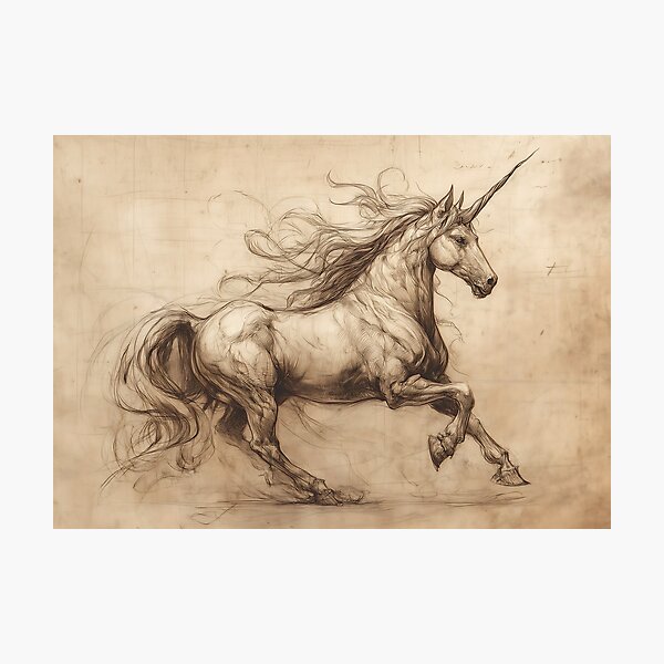 Item preview, Da Vinci Unicorn Sketch designed and sold by Boddicca.