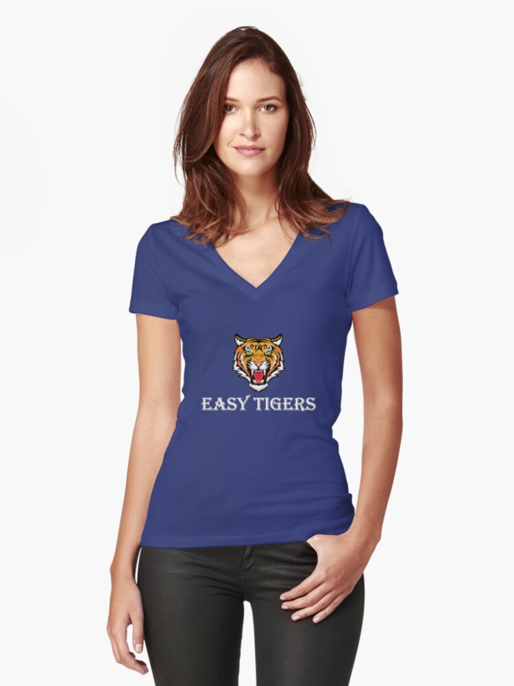 Download "Easy Tigers Indigo - White Typeset " Women's Fitted V ...